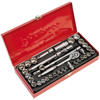 Image of Sealey 35 Piece 3/8" Drive Socket Set Metric and Imperial 3/8"