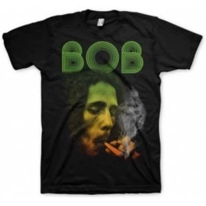 image of Bob Marley Smoking Da Erb Black Mens T Shirt: X-Large