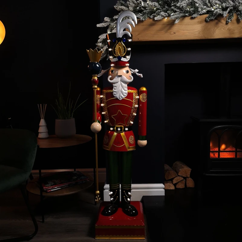 Image of 119cm Light Up Nutcracker Soldier LED Christmas Metal Ornament Home Decoration