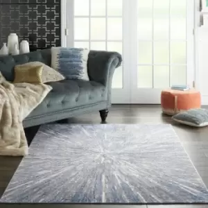 image of Nourison - Silky Textures SLY05 Blue Grey 119cm x 180cm Rectangle - Blue and Grey