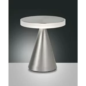 image of Fabas Luce Neutra Integrated LED Table Lamp Satin Nickel Glass