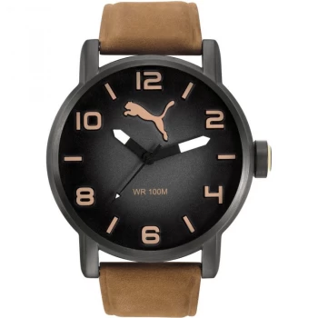 Mens Puma PU10414 ALTERNATIVE ROUND - leatherbrown Watch