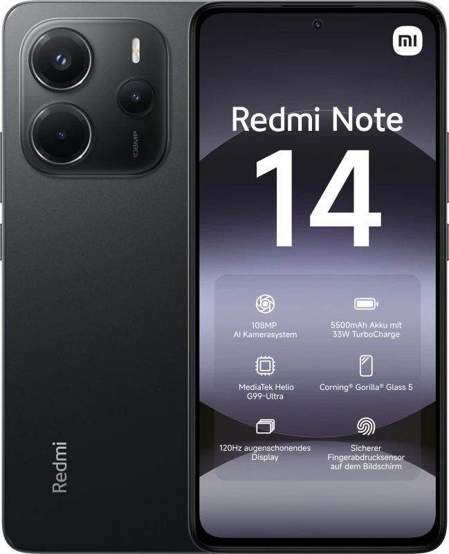 Image of Xiaomi SIM Free Redmi Note 14 128GB AI Mobile Phone - Black