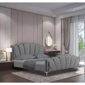 image of Lanna Bed Super King Plush Velvet Grey