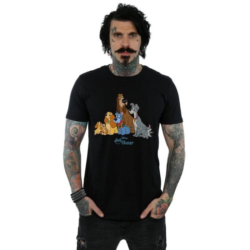 Image of Disney Men Lady And The Tramp Classic Group T-Shirt in Black Size: Small Black S Male 5059400548648