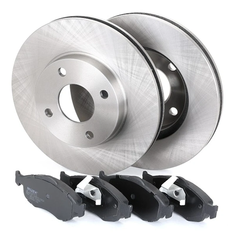 Image of RIDEX 3405B0115 Brake disc and pads set Front Axle, Brake Disc Type: Vented, excl. wear warning contact Brake Set,disc brakes (3405)