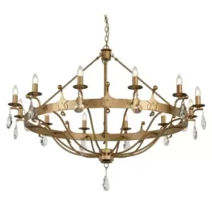 image of 12 Bulb Chandelier Hanging Pendant LIght Gold Patina LED E14 60W Bulb