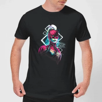 Image of Captain Marvel Neon Warrior Mens T-Shirt - Black - 3XL - Black