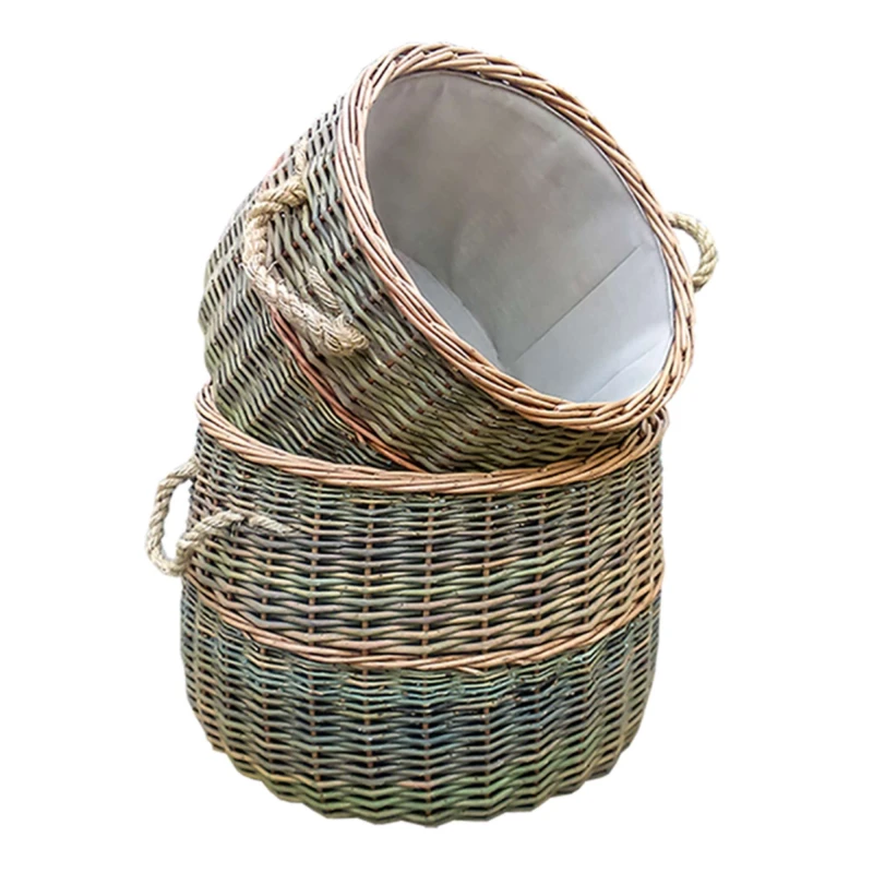 Image of Red Hamper Wicker Set of 2 Country Log Set in Brown Brown Unisex