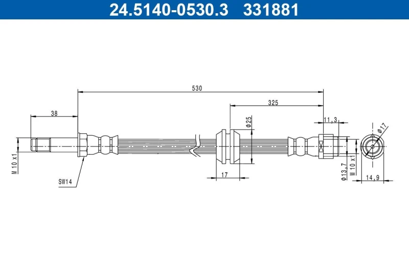Image of Brake hose ATE 24.5140-0530.3
