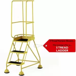 Image of 5 Tread Mobile Warehouse Steps & Guardrail yellow 2.2m Portable Safety Stairs