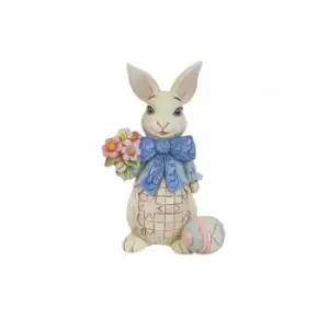 Image of Bunny with Bow and Flowers Mini Figurine