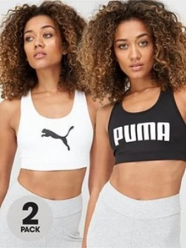 image of Puma 4Keeps Bra (2 Pack) - Black/White