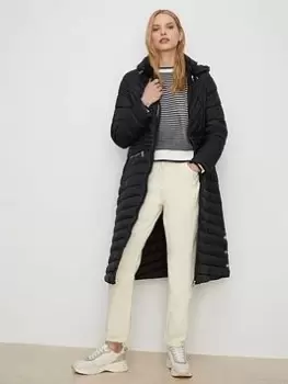 Image of Oasis Longline Padded Packable Jacket - Black, Size 6, Women