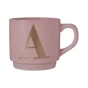 Image of Pink Porcelain A Alphabet Mug