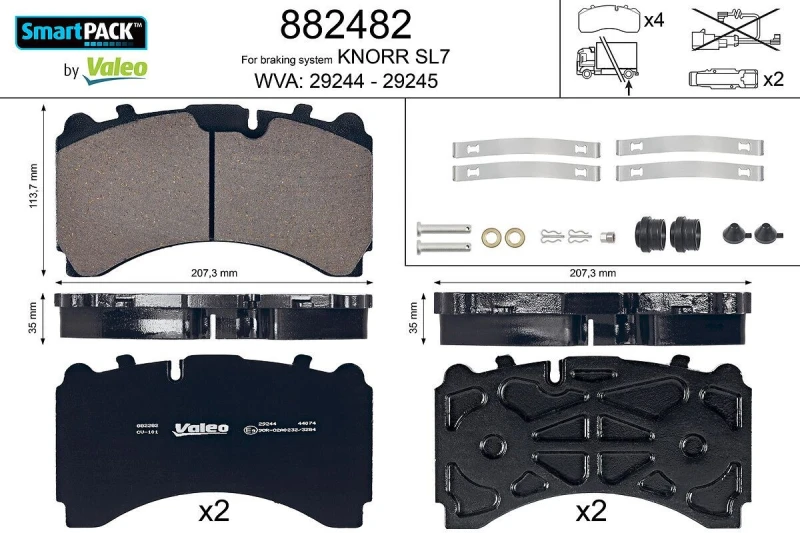 Image of Brake pad set VALEO 882482
