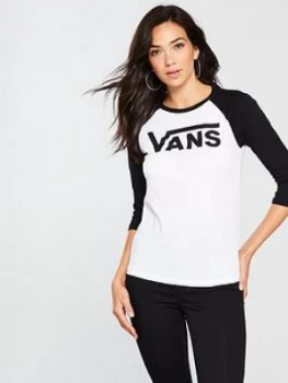 Image of Vans Flying Raglan T Shirt White Black Size L Women