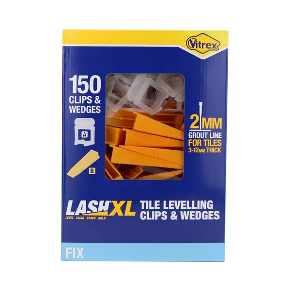 image of Vitrex LASHXL150 LASHXL Tile Levelling Clips & Wedges (150) LASHXL150