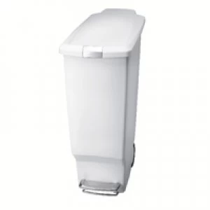 Image of Slingsby Slim Plastic Pedal Bin 40L White 382649