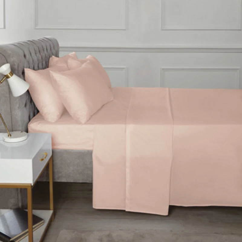 Image of Rapport Home TH Percale Fitted Sheet in Dusty Pink Size: Super King Dusty Pink Unisex Super King