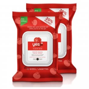 image of yes to Tomatoes Clear Skin Blemish Clearing Facial Wipes (Pack of 2)