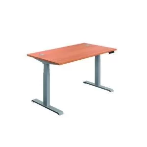 Image of First SitStand Desk 1400x800x630-1290mm BeechSilver KF820604 KF820604