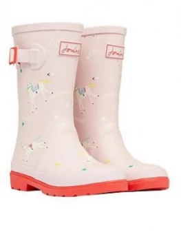 Image of Joules Girls Unicorn Roll Up Wellies - Pink
