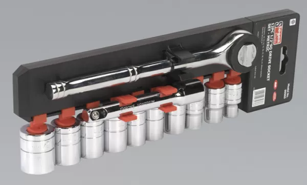 Image of Genuine SEALEY S0505 Socket Set 12pc 1/2Sq Drive 6pt WallDrive® Metric