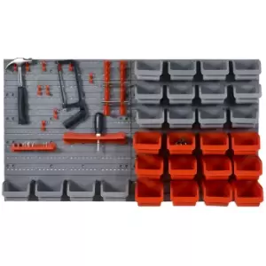 image of Durhand 44 Piece On-Wall DIY Storage Unit with 28 Cubes 10 Hooks 2 Boards Screws - Red & Grey