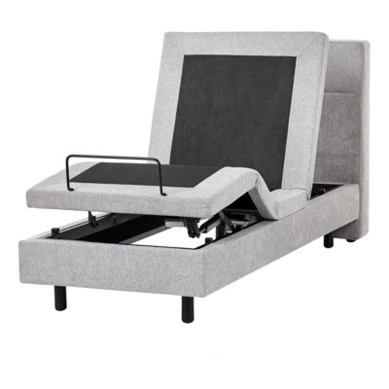Image of Beliani Adjustable Bed Fabric Viceroy 80 X 200 Cm (Eu Small Single) Light Grey