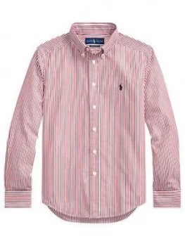Image of Ralph Lauren Boys Classic Stripe Long Sleeve Shirt - Red