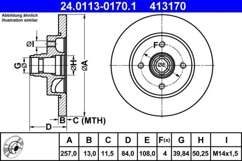 Image of ATE 24.0113-0170.1 Brake disc solid Brake Disc (82)