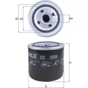 image of x1 Mahle Oil Filter OC269 79689886 OE 2654409 AAR5607 861476 8614760 Made in AT