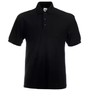 Image of Fruit Of The Loom Mens 65/35 Heavyweight Pique Short Sleeve Polo Shirt (M) (Black)