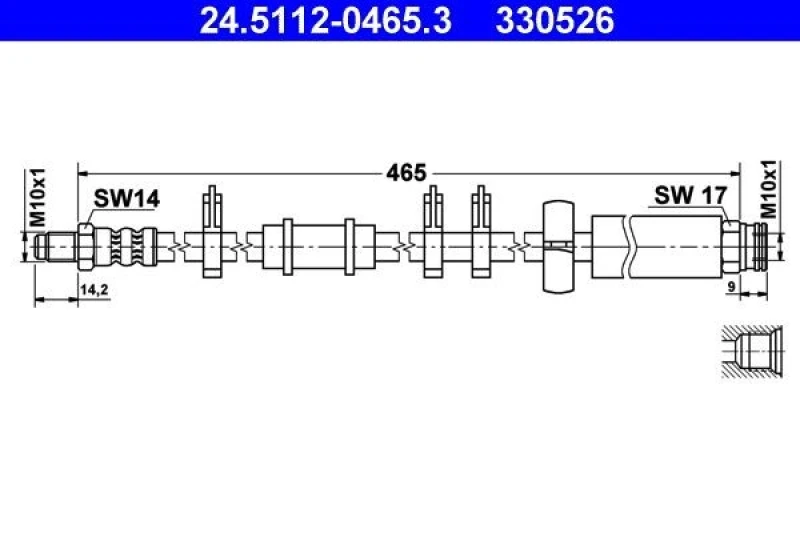 Image of ATE 24.5112-0465.3 Brake Hose with clamp holder Brake Hose (83)