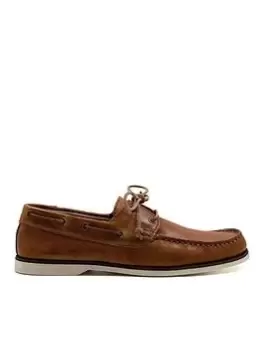 Image of Dune London Dune Bluesy Leather Boat Shoes, Light Brown, Size 10, Men