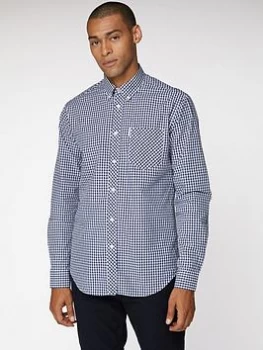 Image of Ben Sherman Gingham Shirt - Dark Blue, Size L, Men