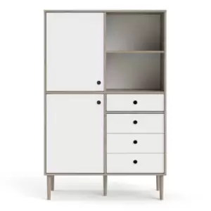 image of Rome Bookcase with 2 Doors and 4 Drawers, Oak/White