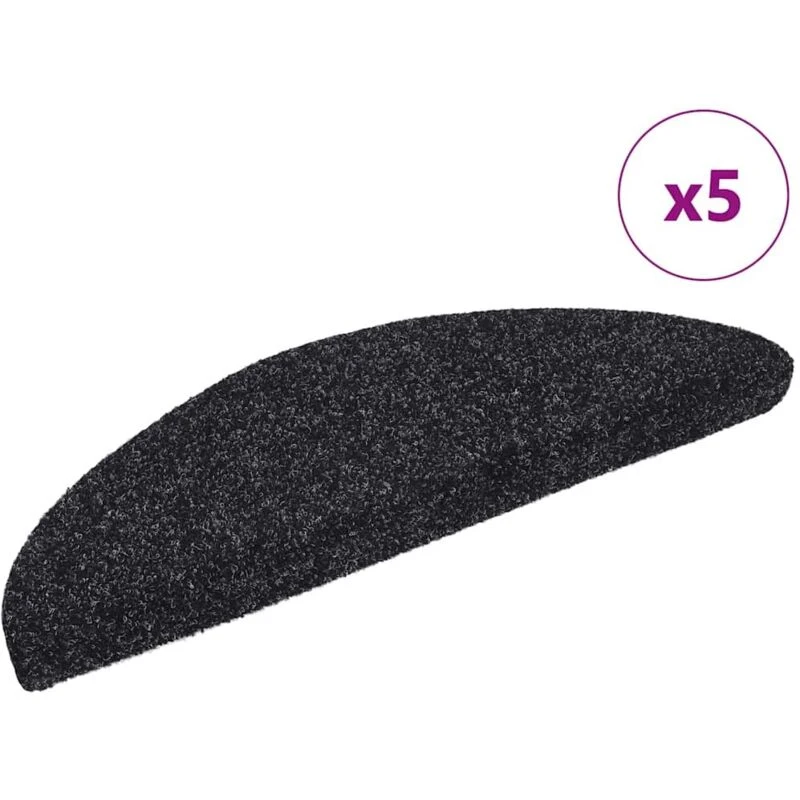 Image of VIDAXL Vidaxl - Self-adhesive Stair Mats 5 pcs Black 56x17x3cm Needle Punch 8720286327845