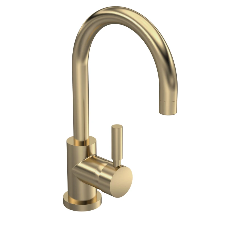 Image of Balterley Round Tall Lever Mono Basin Mixer Tap Waste Included Brushed Brass Bronze