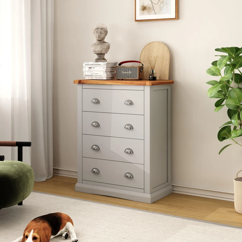 Image of Cabinet Bits Loreo 4 Drawer Chest Of Drawers Chrome Cup Handle