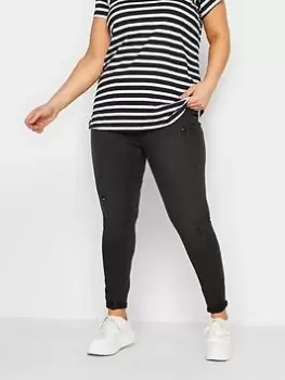 Image of Yours Grace Turn Up Ripped Jegging - Black, Size 16, Women