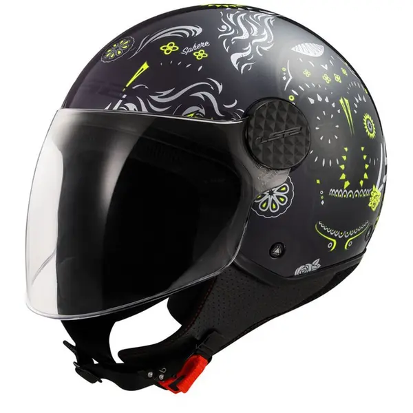 Image of LS2 OF558 Sphere Lux II Maxca Black H-V Yellow Jet Helmet Size 2XL