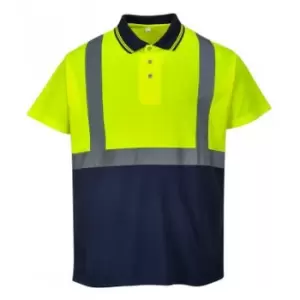 image of Portwest Mens Hi-Vis Two Tone Polo Shirt (L) (Yellow/Navy)