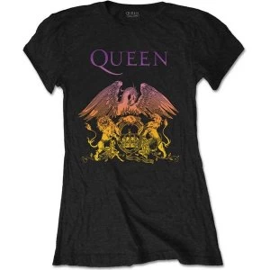 image of Queen - Gradient Crest Womens X-Large T-Shirt - Black