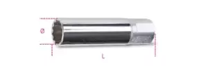 Image of Beta Tools 956F 3/8" Square Drive Spark Plug Bi-Hex Socket 14mm 009560114