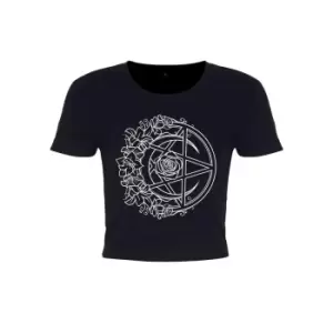 image of Requiem Collective Womens/Ladies Monochrome Pentacle Crop Top (L) (Black)