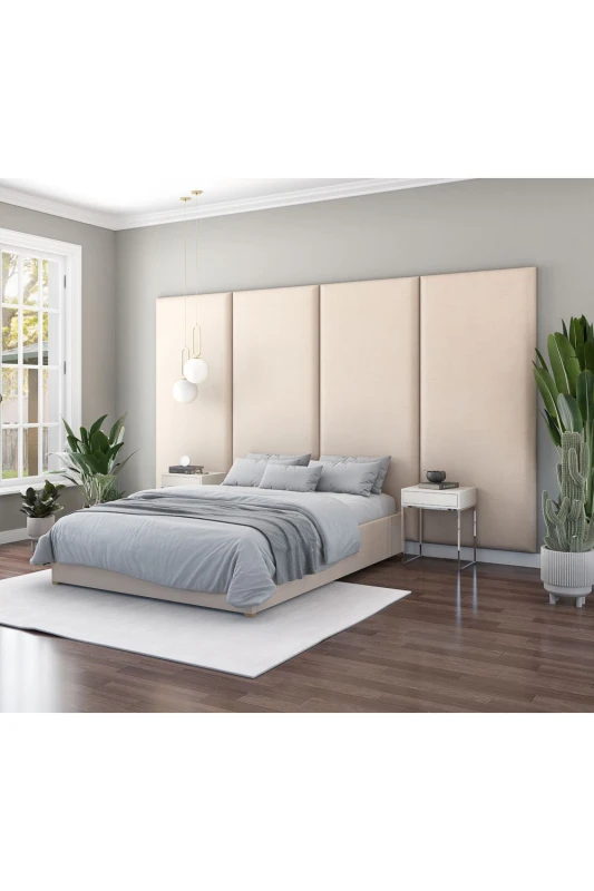 Image of Aspire Aspire Large Upholstered Headboard Wall Panel, UK Made in Natural Natural One Size Unisex 5057632213488
