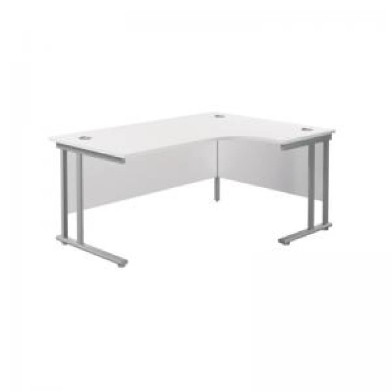 Image of Jemini Radial Right Hand Cantilever Desk 1600x1200x730mm White/Silver KF807612