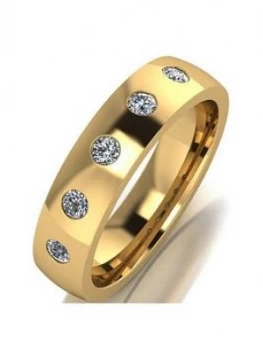 image of Love DIAMOND 9ct Gold 25 Point Diamond Set 5mm Court Wedding Band, Gold, Size Z, Men